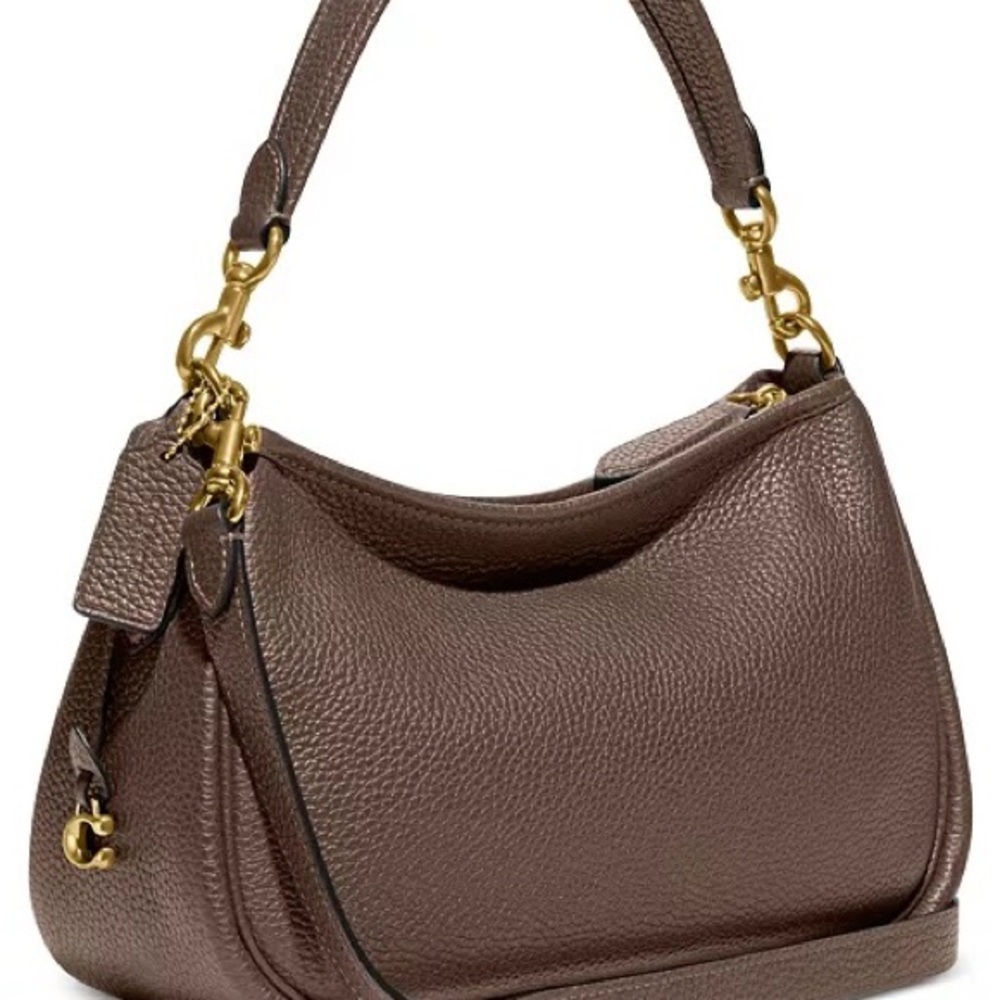 NWT Authentic Dark Stone COACH Soft Pebble Leather Cary Crossbody